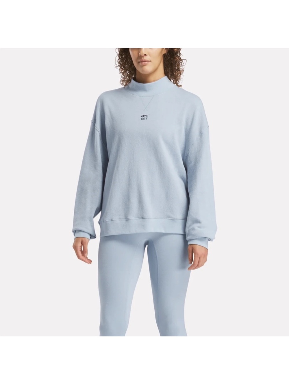 SET ACTIVE X Reebok collab Baby Blue Mock Neck Sweatshirt X-Large